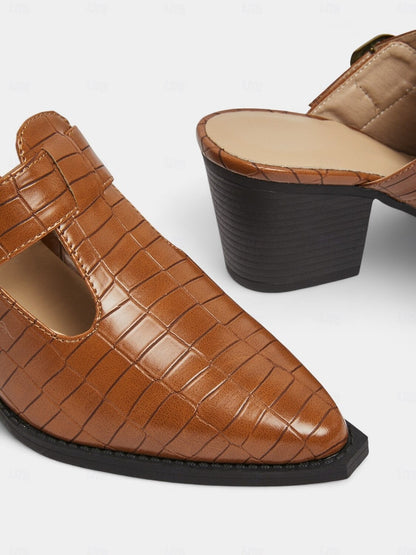 Ladies Block Heel Cutout Shoes
