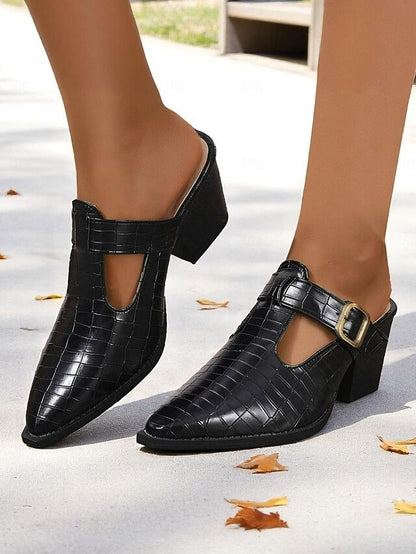 Ladies Block Heel Cutout Shoes