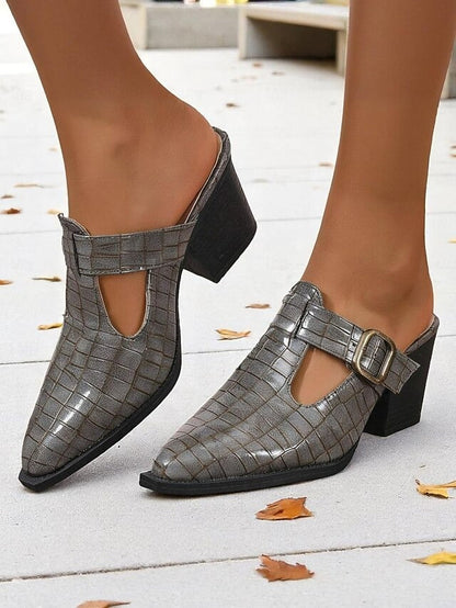 Ladies Block Heel Cutout Shoes