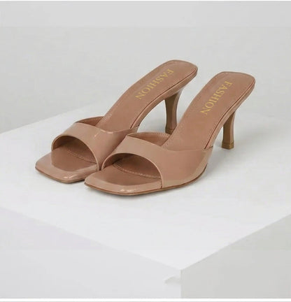 Ladies Comfortable Open Toe Block Heel Shoes - Luxivelle