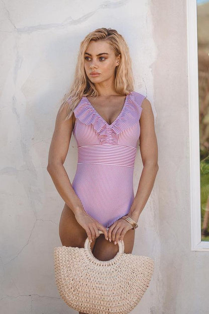 Women's Classic Stripe V-Neck Swimsuit