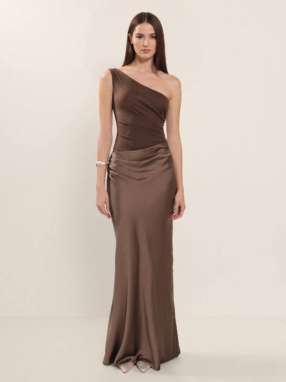 Elegant Ladies One Shoulder Evening Gown