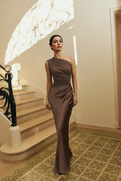 Elegant Ladies One Shoulder Evening Gown