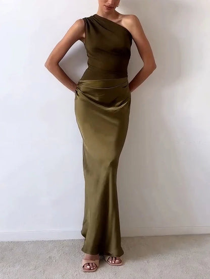 Elegant Ladies One Shoulder Evening Gown