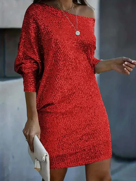 Sexy One Shoulder Mini Party Dress Sequin