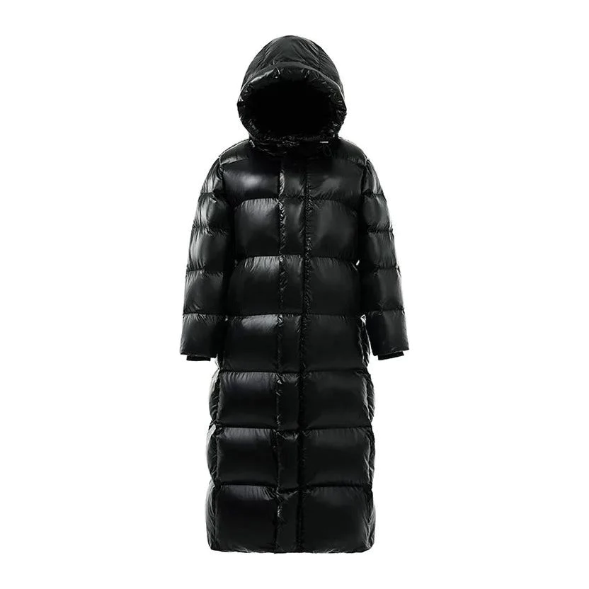 Warm Women's Down Parka Coat Full Zip Hood