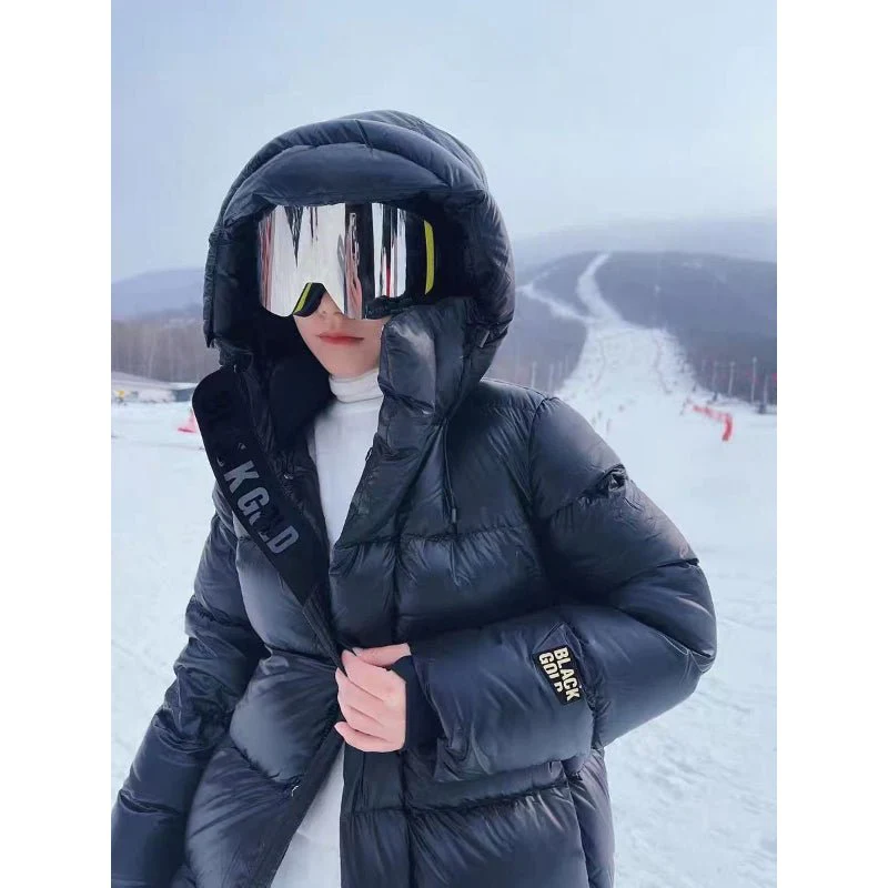 Warm Women's Down Parka Coat Full Zip Hood