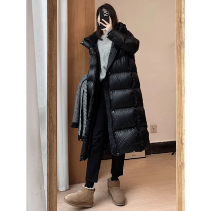 Warm Women's Down Parka Coat Full Zip Hood