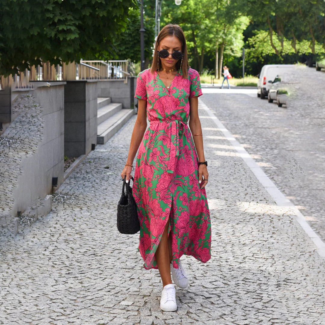 Women's Floral Maxi Dress Comfortable Wrap Style