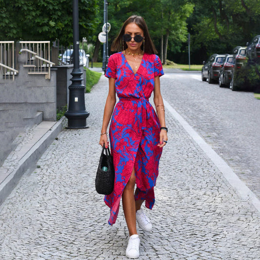 Women's Floral Maxi Dress Comfortable Wrap Style - Luxivelle