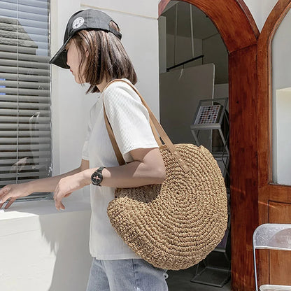 Large Woven Straw Tote Beach Bag