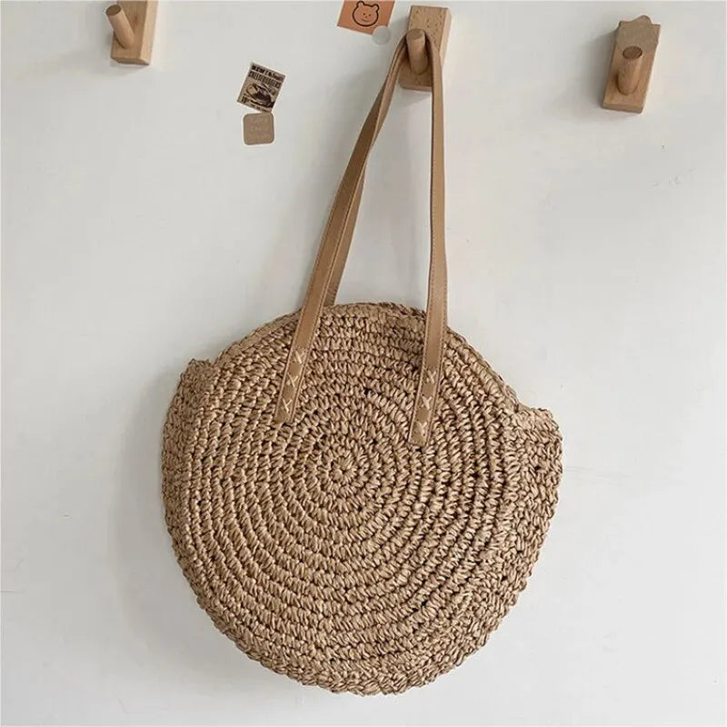 Large Woven Straw Tote Beach Bag