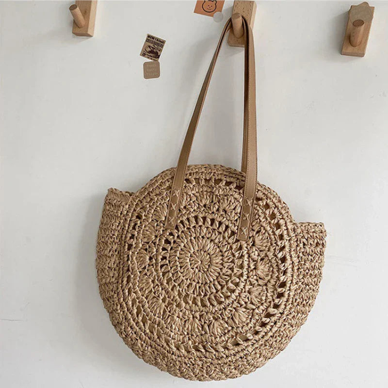 Large Woven Straw Tote Beach Bag
