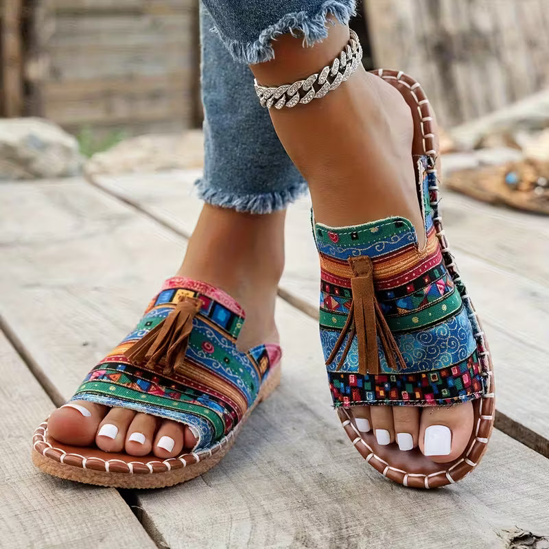 Comfortable Flat Sandals with Tassels for Women