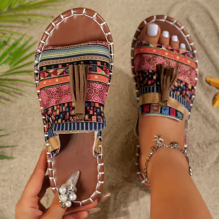 Comfortable Flat Sandals with Tassels for Women