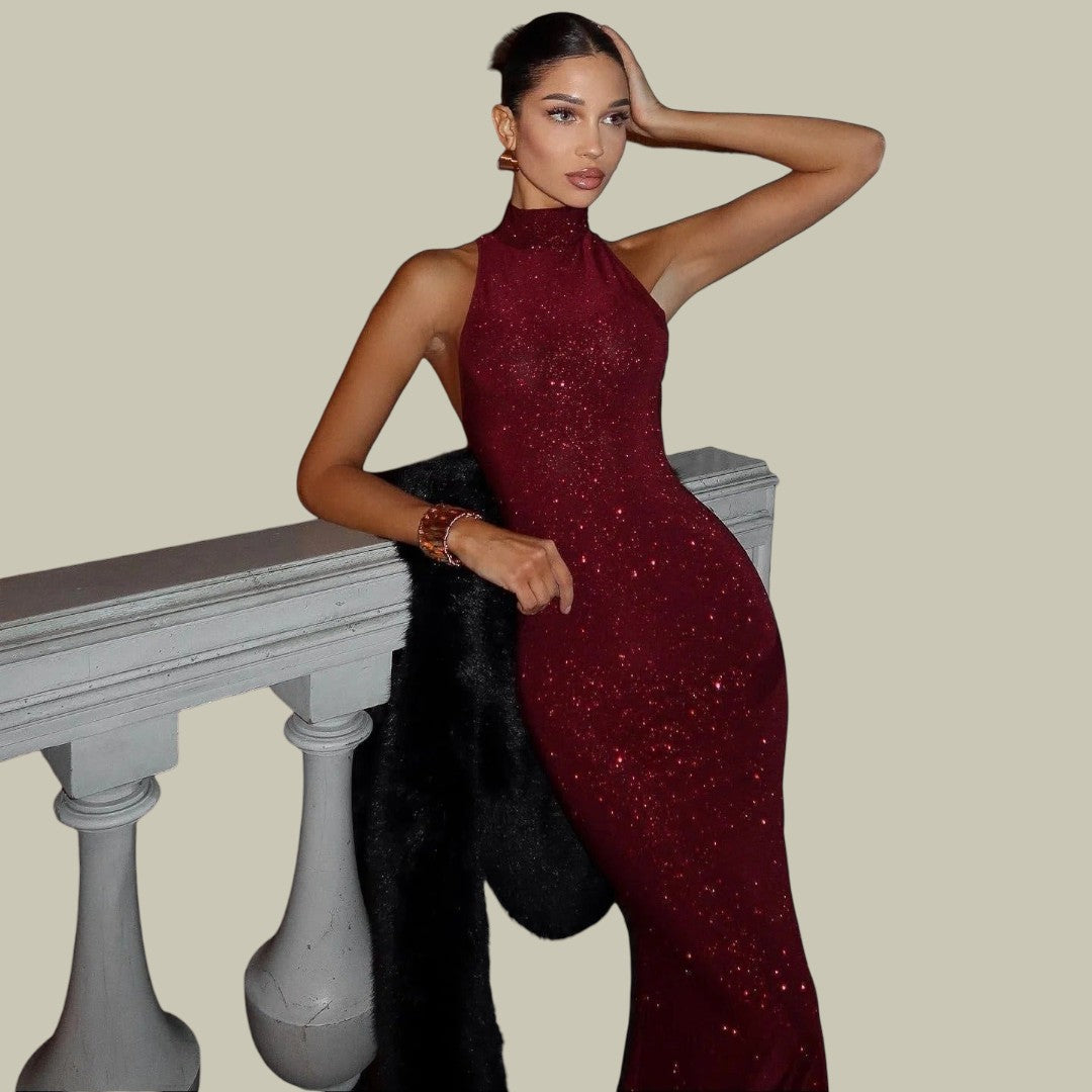Glittering Maxi Evening Dress For Women