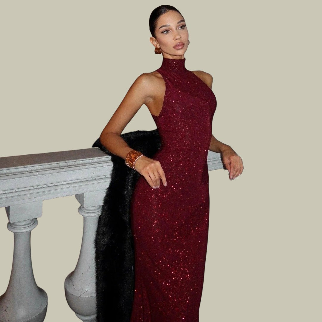 Glittering Maxi Evening Dress For Women - Luxivelle