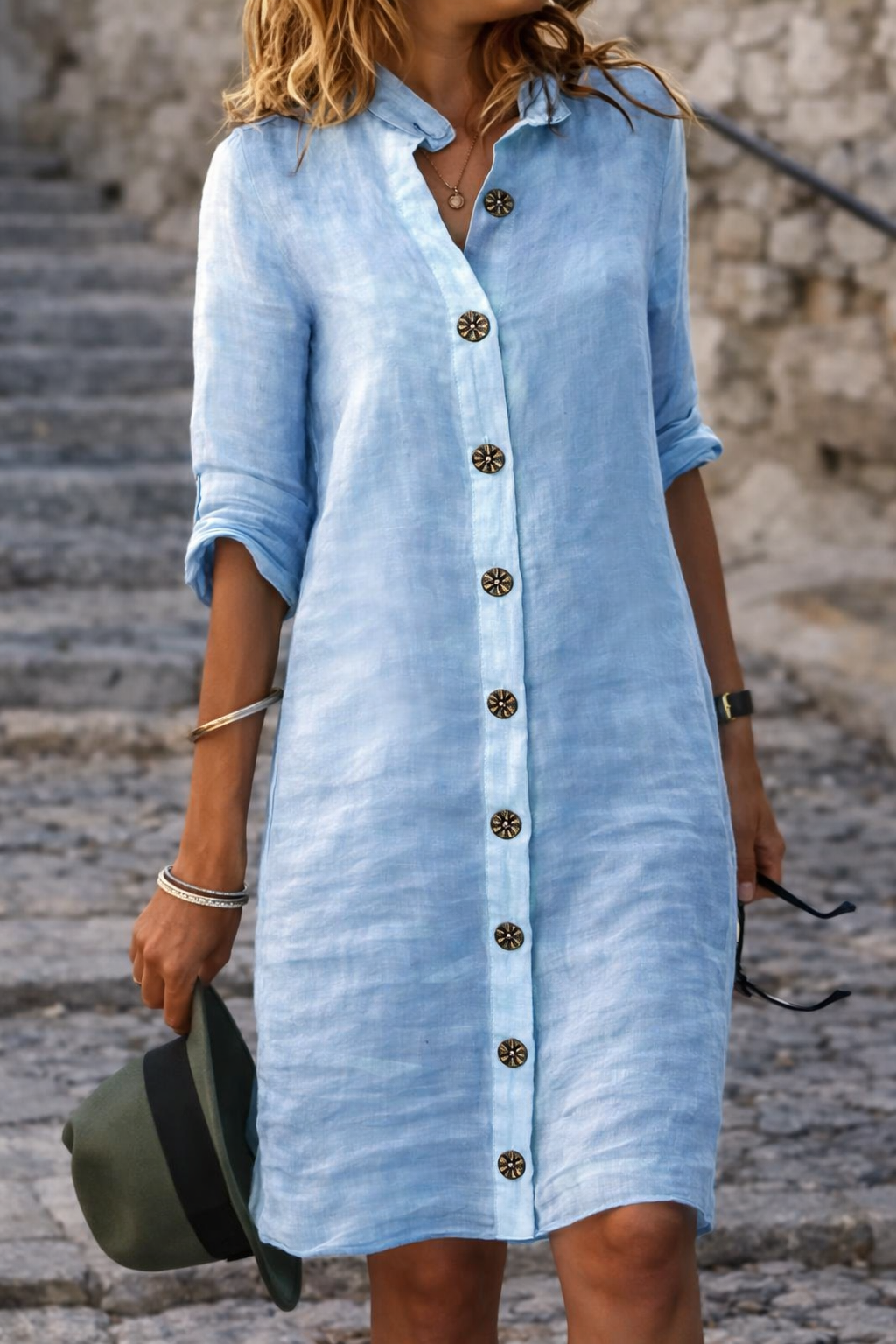 Ladies Casual Button Down Dress