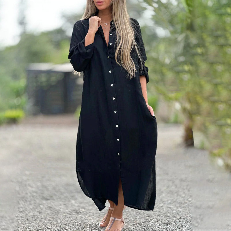 Comfortable Women's Maxi Dress Long Sleeve Casual