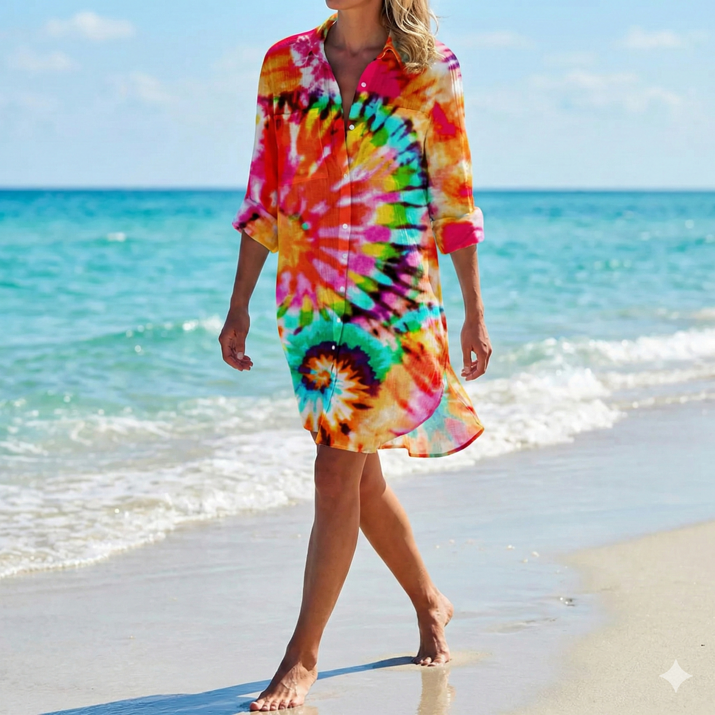 Colorful Tie Dye Summer Dress for Women