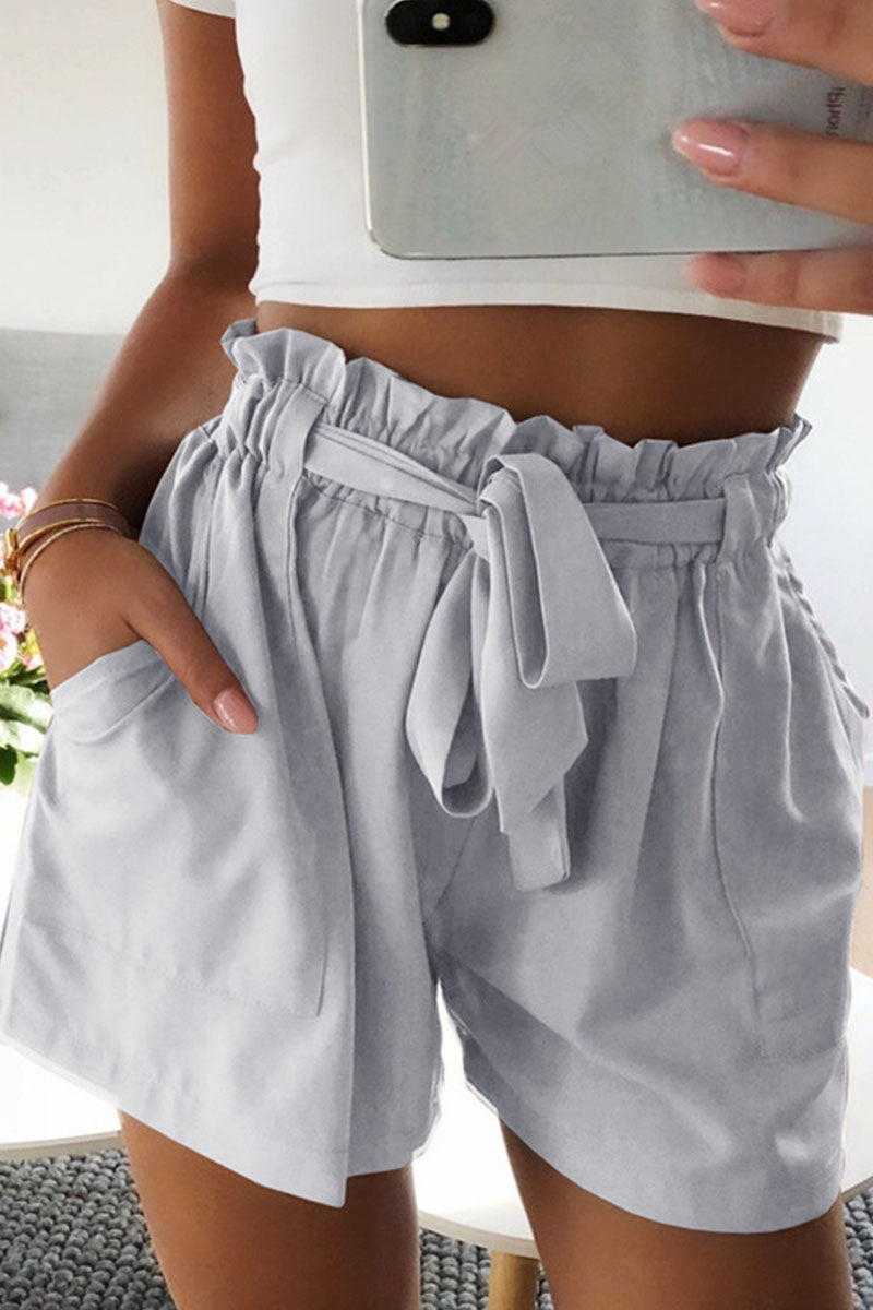Ladies High Waist Summer Shorts with Tie Belt - Luxivelle