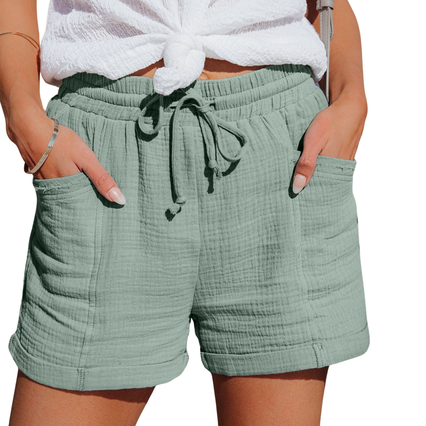 Comfortable Ladies Shorts with Side Pockets - Luxivelle