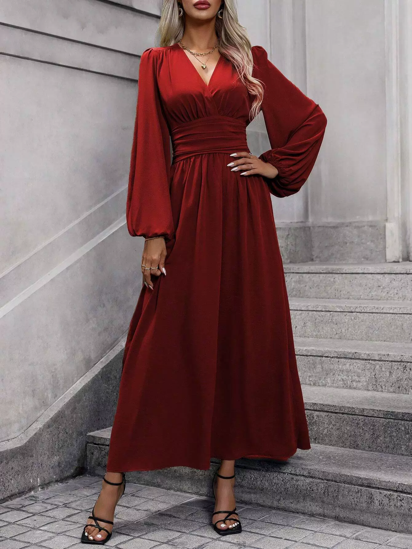 Elegant Long Sleeve Midi Dress for Women
