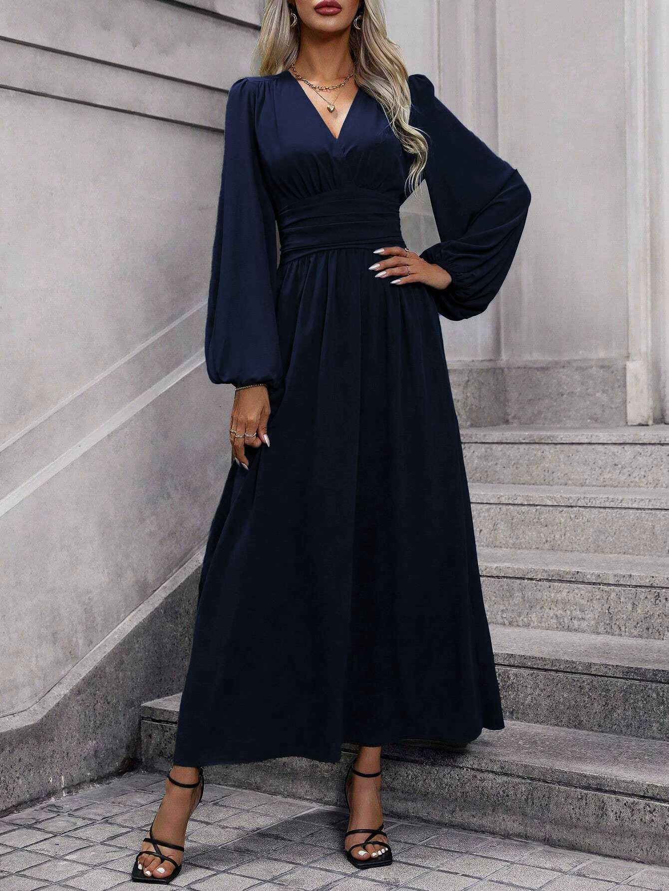 Elegant Long Sleeve Midi Dress for Women