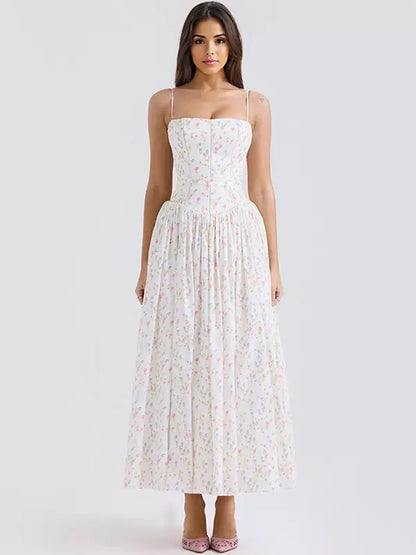 Chic Floral Midi Dress for Women Party Wear