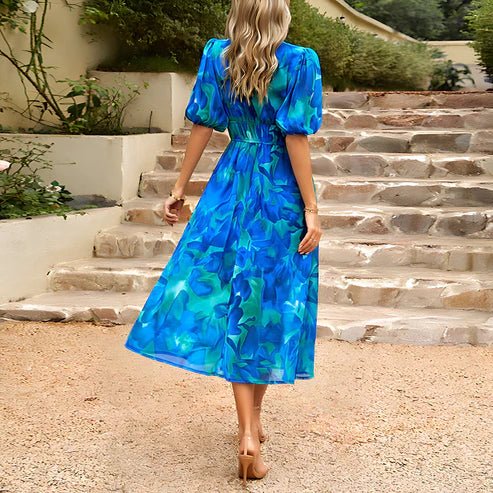Pretty Floral Sundress with Puffy Sleeves