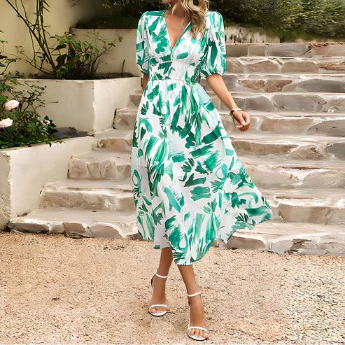 Pretty Floral Sundress with Puffy Sleeves