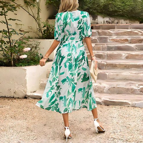 Pretty Floral Sundress with Puffy Sleeves