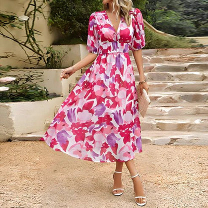 Pretty Floral Sundress with Puffy Sleeves