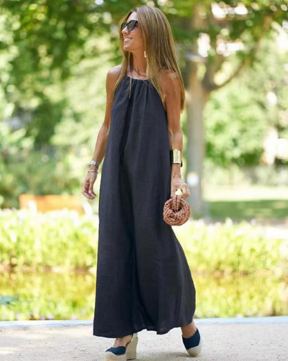 Relaxed Fit Sundress Halter Neck Maxi Dress