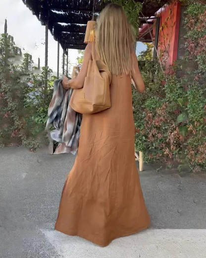 Relaxed Fit Sundress Halter Neck Maxi Dress
