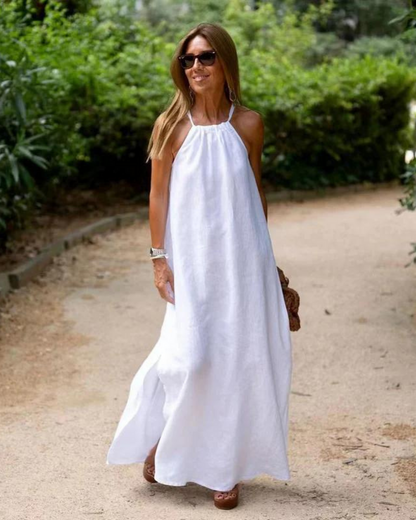 Relaxed Fit Sundress Halter Neck Maxi Dress