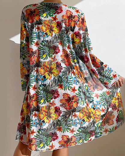 Beachy Floral Swimsuit Cover Up Set