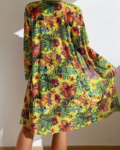 Beachy Floral Swimsuit Cover Up Set