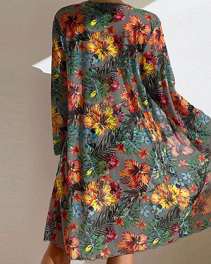 Beachy Floral Swimsuit Cover Up Set