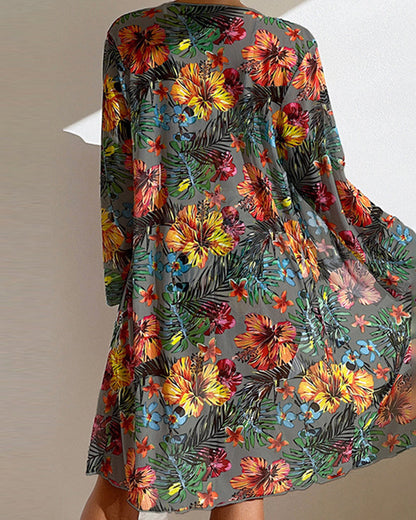 Beachy Floral Swimsuit Cover Up Set