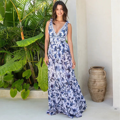 Women's Swimsuit V Neck One Piece Beach Cover Up