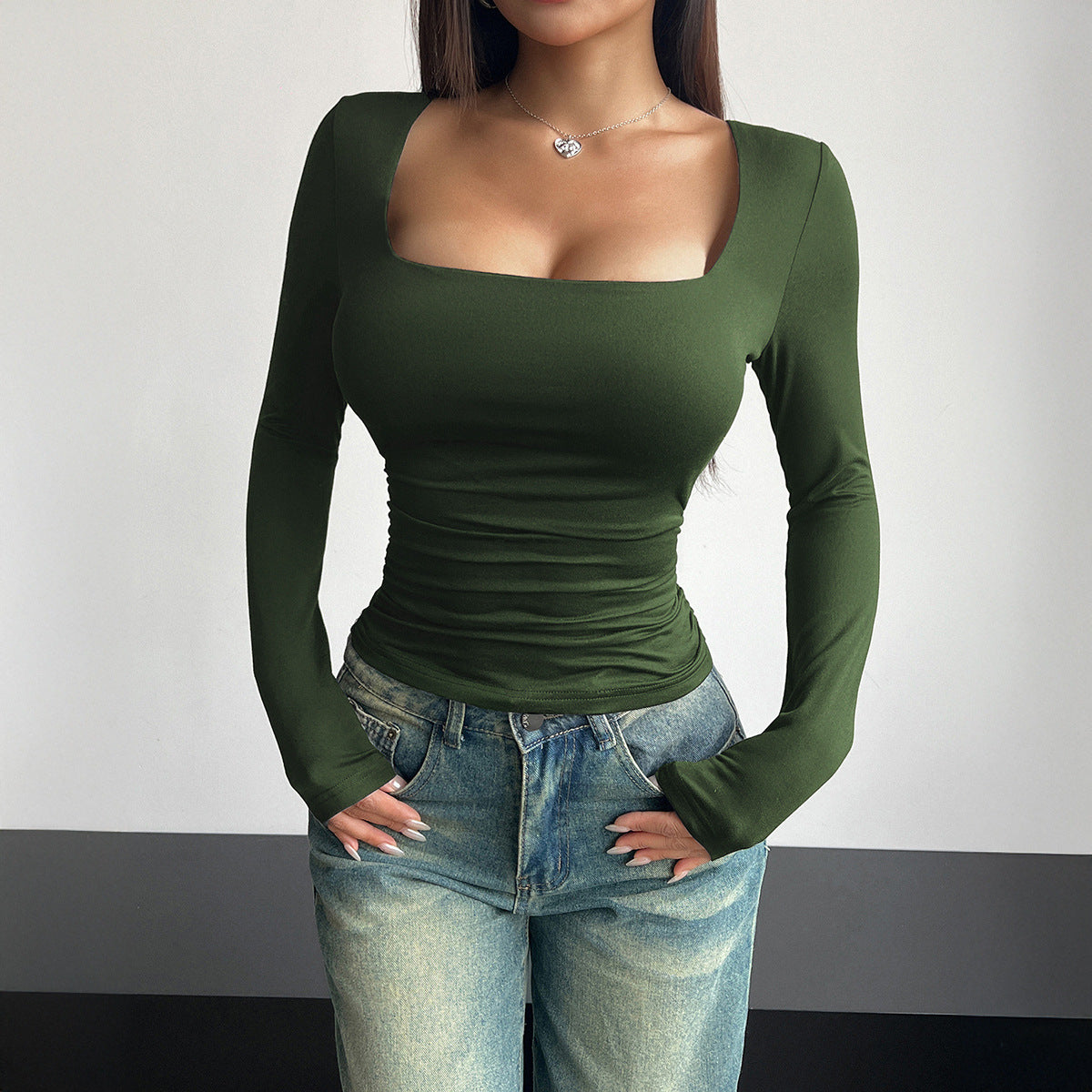 Fitted Ladies Long Sleeve Top | Crew Neck