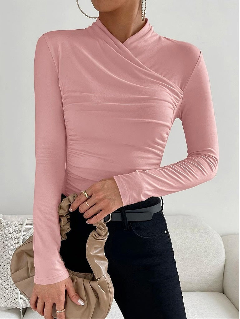Slim Fit Ladies Wrap Neck Long Sleeve Top