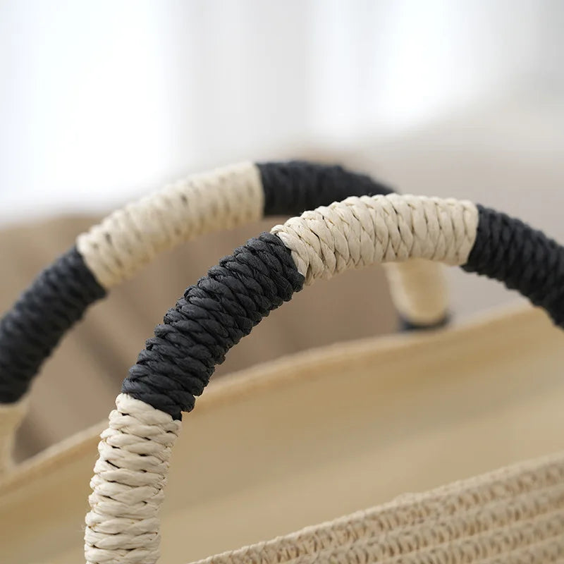 Large Canvas Stripe Shoulder Bag for Beach