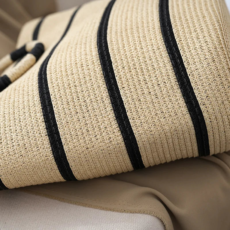 Large Canvas Stripe Shoulder Bag for Beach