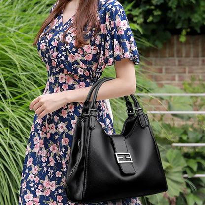 Large Leather Shoulder Work Bag with Crossbody Strap