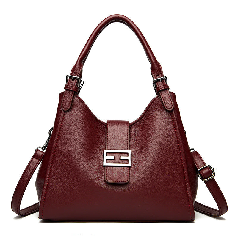 Large Leather Shoulder Work Bag with Crossbody Strap