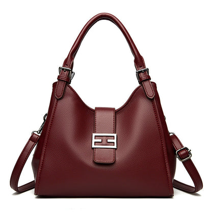 Large Leather Shoulder Work Bag with Crossbody Strap