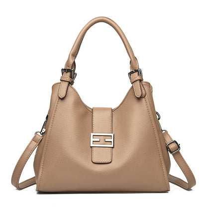 Large Leather Shoulder Work Bag with Crossbody Strap