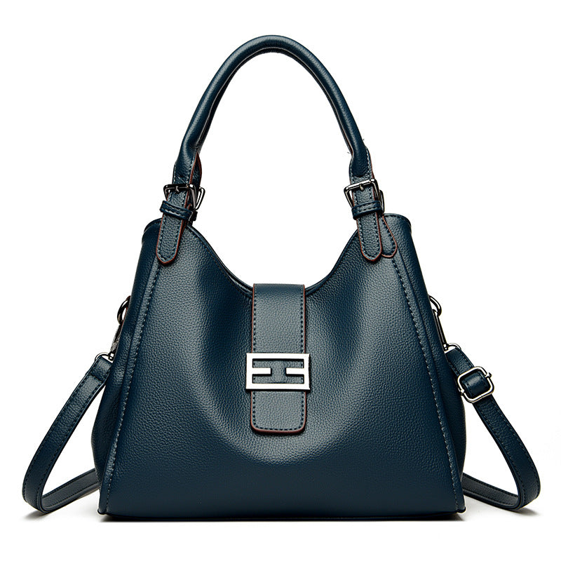 Large Leather Shoulder Work Bag with Crossbody Strap
